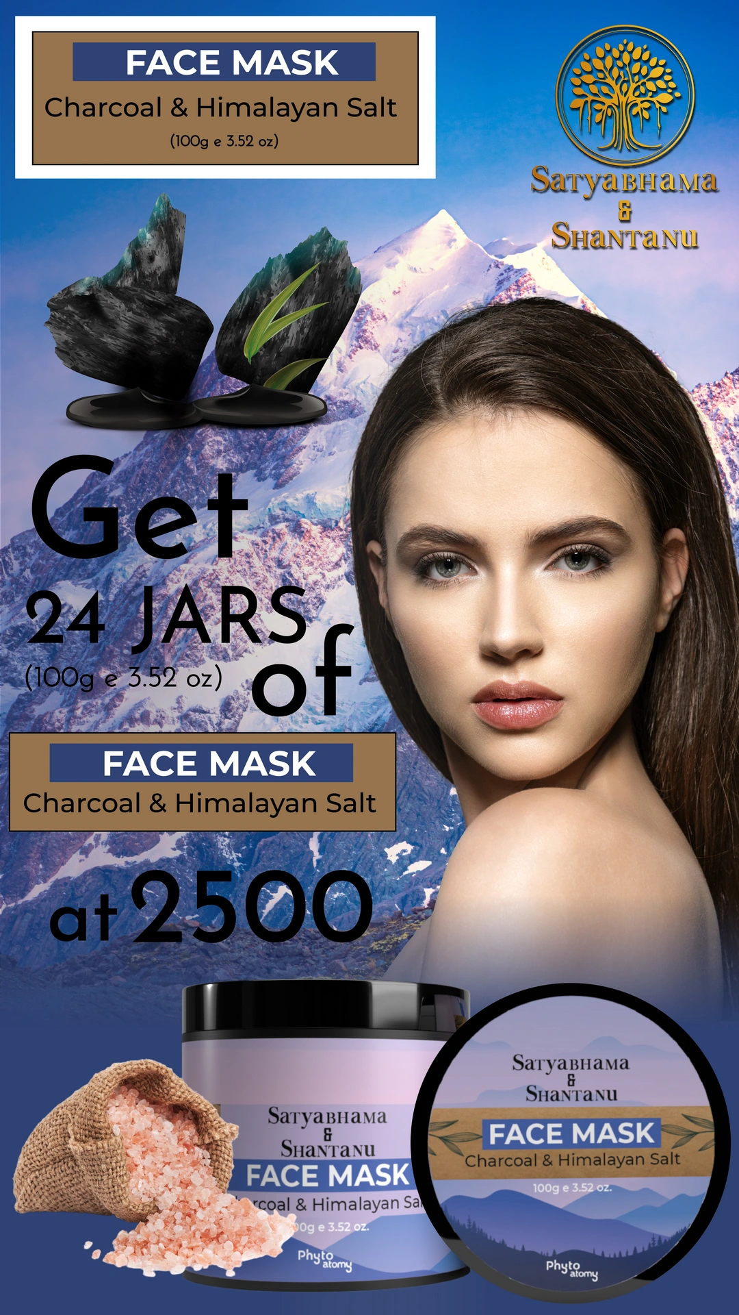RBV B2B Charcoal and Himalayan Salt Face Mask (100g)-24 Pcs.